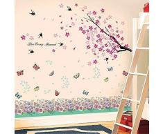 Wallflexi Autocollant Mural Fleurs Printemps Papillons Murals DÃ©calques Art Salle Ã Manger crÃ¨che Ã©cole Restaurant hÃ´tel cafÃ© Bureau dÃ©coration dÃ©coration de Maison, Multicolore