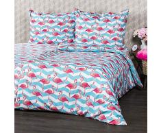 4Home Parures de lit, Coton, Pink/Blau, 140 x 200