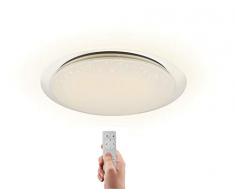 Velamp STARRY Plafonnier LED 2600lm (36W). Ã46cm. Avec effet scintillant. TÃ©lÃ©commande pour changer la luminositÃ© et la couleur: 3000K / 4000K / 6500K. Faible consommation, Plastique, 36 W, Blanc