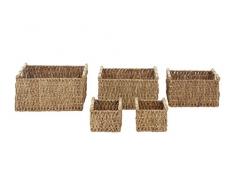 Premier Housewares paniers de Rangement, rectangulaire, Lot de 5, Fer Ã Repasser, Jacinthe deau, Bois, Naturel