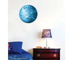 Walplus Earth Phosphorescent Amovible Auto-Adhésif Bricolage Maison Bureau Décoration Mural Autocollants Bleu, 30 X 30 CM