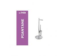 INDA - Av086 - Porte-Papier Toilette et Brosse WC - Chrome - Neutre, Unique