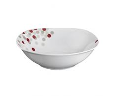Prix et Kensington Confettis Pois Bol de 17.5Â cm, Porcelaine, Blanc Ã Pois Rouge/Gris, 16.7Â x 16.7Â x 4.9Â cm