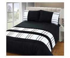 Just Contempo Housse de couette avec ruban décoratif Taie doreiller fournie, Polyester, noir, Simple