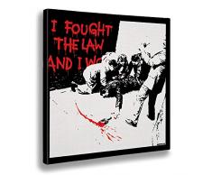 Giallobus Cadre déjà encadré - Impression sur Toile Canvas - Banksy - I Fought The Law - Peintures Modernes pour décoration Maison Design - Chambre à Coucher - Divers formats XXL - 70x70 cm