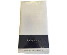 Rapport Facile dentretien Infroissable Drap Plat, Coton Polyester, Blanc, King