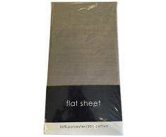 Rapport Facile dentretien Infroissable Drap Plat, Coton Polyester, Gris, King