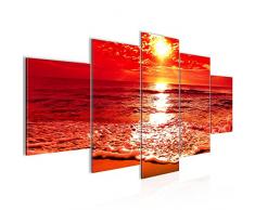 Tableau decoration murale Plage de Sunrise 200 x 100 cm - XXL Impression sur Toile Salon Appartment 5 Parties - prÃªt Ã accrocher - 600051b