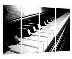 Tableau Moderne Photographique, Impression sur bois, Piano et clÃ©s en noir et blanc, 131 x 62 cm, ref. 26761