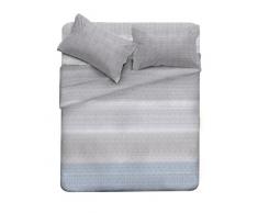 Italian Bed Linen cl-em-barree grigio-2p Complet lit Sac Emotion et taies doreiller, Coton, Imprimé, Double, 300 x 250 x 1 cm