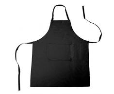 eBuyGB Lot de 2 complète Tablier de Cuisine avec Poche à lavant, Coton, Noir, Pack of 1