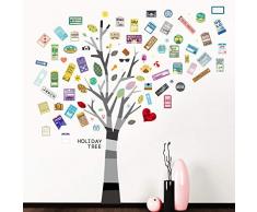 WALPLUS Sticker Mural Bagages étiquettes Photo Arbre décoration Maison/Restaurant/DIY Chambre/Salon Autocollant Amovible Mur Autocollants Art Stickers//décor, Violet, 160 x 145 cm