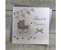 White Cotton Cards Landau et fanions Mum to Be Carte Faite Main Inscription Congratulations