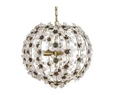 Oaks Lighting Lustre Bonbon-Finition laiton Antique avec fleurs en acrylique en forme de poire
