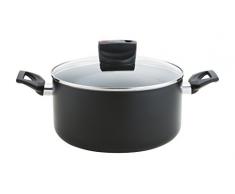 Prestige Safecook Faitout 24 cm avec Couvercle ventilé en Verre, Aluminium, Noir, 37.5 x 25 x 18.5 cm