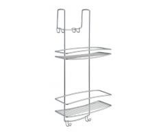Metaltex 460408 Etagère de Salle de Bain avec 2 Étages Métal Multicolore 28 x 28 x 18 cm
