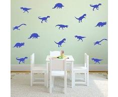 Wallflexi Dinosaures Amovible Autocollant Maison Bureau Décoration Mural Autocollants, Vinyle, Bleu