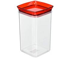 H&H H & H 727 Bocal CarrÃ© pour conserver les Saveurs - Transparent/Rouge
