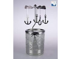 Kerzenfarm 84383 Photophore en Verre avec carrousel en Verre ArgentÃ© 16 x 6 x 6 cm