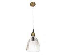 Comptoir de Famille 156890 Suspension Lampe Verre StriÃ© Sillon, MÃ©tal, E27, Transparent