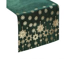 Eurofirany Chemin de Table Nappe Nappe de Noël Flocons de Neige Vert foncé 40 x 140 cm