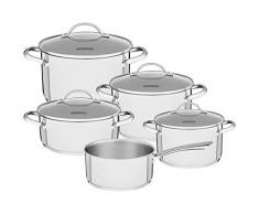 Tramontina 65280016 Una Lot de 5 casseroles en acier inoxydable avec 4 casseroles et 1 casserole Ã manche en acier 18/10
