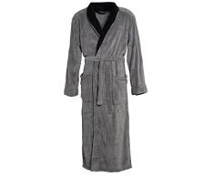 CelinaTex Nevada Peignoir De Bain, Col Châle, De Deux Couleurs, Longue, Poches Appliquées, Femme, Homme, Unisexe, Microfibre, Laine Polaire de Corail XL lanthracite/Noir