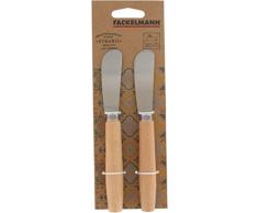 Fackelmann 40908 Set Bout Rond, Couteau Ã Beurre ou Ã tartiner, Acier Inoxydable, Bois, 2,5 x 7,9 x 33,5 cm