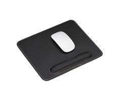 Relaxdays 10029944_46, Similicuir, Ergonomique, Tapis Souris avec Repose Poignet, pour PC, carré, Noir, polyuréthane (PU), 1 élément