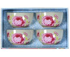 Pip Studio 51003029 Floral Fleurs Coffret de 4 Bols Porcelaine Kaki 12 cm
