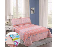 ForenTex SE-2675 Couvre-lit pour lit de 90 cm rÃ©versible imprimÃ© Cousu pour Printemps/Ã©tÃ© Orange 190 x 260 cm