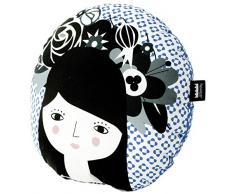 Paparajote Factory 181414 Coussin Motif Eloisa Folk Coton/Polyester Bleu 40 x 40 x 14 cm