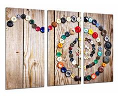 Tableau Moderne Photographique, Impression sur bois, Figure originale en spirale avec boutons de couleur, bois, 97 x 62 cm, ref. 26949