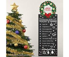 Wallflexi Décorations de Noël Stickers muraux Guirlande Wishlist Tableau Noir Stickers muraux Salon Enfants Chambre denfant école Restaurant Café Hôtel Home Office Décor, Multicolore