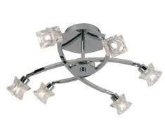 Oaks Lighting Kane Plafonnier avec abat-jours en verre transparent Chrome poli