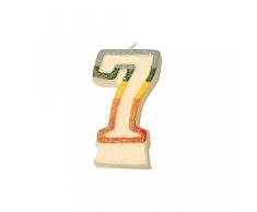 Garcia de pou Bougie Anniversaire N.7 - Givre 9 Cm Blanc Cire - 24 unités