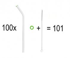 KOCH Paille en verre, courbée, citron vert, avec pinceau, PAQUET VALEUR (100)