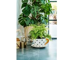 Ivyline Pot de Fleurs, Céramique, Blanc/Jaune, Taille Unique