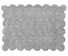 Aratextil Cookie Tapis enfant, coton, gris et bleu ciel, 120Â x 160Â cm
