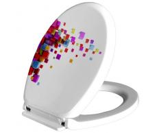 Bisk Soft Lunette de WC en polypropylÃ¨ne avec abattant Blanc avec Impression Cubes Couleur