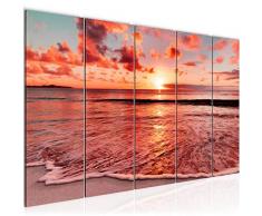 Tableau decoration murale Le soleil couchant sur la plage 200 x 80 cm - XXL Impression sur Toile Salon Appartment 5 Parties - prÃªt Ã accrocher - 607955b
