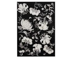 Vallila Bellagio Tapis de Salon Moderne en Viscose Floral Noir 140 x 200 cm