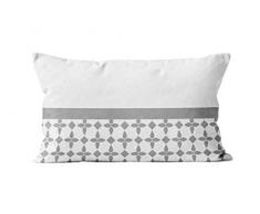 Soleil docre Damier Coussin décoratif, Coton, Blanc, 32 x 50 cm