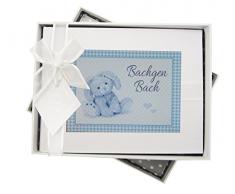 White Cotton Cards du Pays de Galles bÃ©bÃ©, Bachgen Bach, Mini Album Photo, Bleu Lapin, Tissu, Blanc, 16Â x 20.5Â x 4Â cm