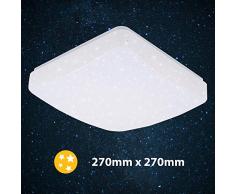 Briloner Leuchten 3347-016 Plafonnier LED à décor étoilé, 1 200 lumens, 4 000 Kelvin, 12 Watts, blanc, Plastique, W, 270x270x80mm (LxBxH)