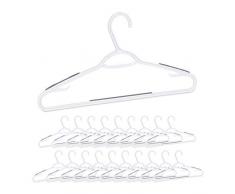 Relaxdays Cintre en plastique bandes antidérapantes set de 20 encoche traverse porte-cravate, blanc