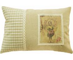 My Flair 24.26RA romantik Coussin 30 x 45 x 14 cm, 50% Coton 50% Polyester Beige/Motifs Noirs