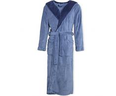 CelinaTex Texas Peignoir De Bain, Capuche, De Deux Couleurs, Longue, Poches Appliquées, Femme, Homme, Unisexe, Microfibre, Laine Polaire de Corail L Bleu médian/Bleu foncé