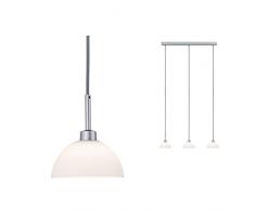Paulmann 70925 luminaire en Suspension Parana Max. 3x40Â Watts Lampe Suspendue Blanc, Chrome Mat Ã©clairage de Plafond Verre, MÃ©tal GU10