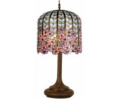 Lumilamp 5LL-5375 Lampe de Table en Verre Style Tiffany avec 3 Ampoules E27 Max. 60 W Violet/Rose 40 x 84 cm Parapluie en Verre Fait à la Main